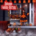 Welcome Foolish Mortals Neon Sign,Dimmable Spooky Gothic Haunted Mansion Coffin LED Neon Signs for Wall Decor,USB Powered Led Neon Light for Halloween Party Haunted House Man Cave Birthday Gifts(16.1*9.4in) (Red)