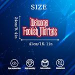 Welcome Foolish Mortals Neon Sign,Dimmable Spooky Gothic Haunted Mansion Coffin LED Neon Signs for Wall Decor,USB Powered Led Neon Light for Halloween Party Haunted House Man Cave Birthday Gifts(16.1*9.4in) (Red)