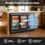 BODEGACOOLER Back Bar Cooler,12 Cu.ft Commercial Beverage Refrigerator with 3 Sliding Glass Doors, Stainless Top,Beverage Fridge Perfect for Beer,Wine,Soda,DOE Approved, With Casters
