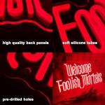 Welcome Foolish Mortals Neon Sign,Dimmable Spooky Gothic Haunted Mansion Coffin LED Neon Signs for Wall Decor,USB Powered Led Neon Light for Halloween Party Haunted House Man Cave Birthday Gifts(16.1*9.4in) (Red)