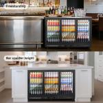 BODEGACOOLER Back Bar Cooler,12 Cu.ft Commercial Beverage Refrigerator with 3 Sliding Glass Doors, Stainless Top,Beverage Fridge Perfect for Beer,Wine,Soda,DOE Approved, With Casters