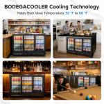 BODEGACOOLER Back Bar Cooler,12 Cu.ft Commercial Beverage Refrigerator with 3 Sliding Glass Doors, Stainless Top,Beverage Fridge Perfect for Beer,Wine,Soda,DOE Approved, With Casters