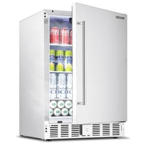 VEVOR 24-Inch Indoor/Outdoor Beverage Refrigerator, 150 QT Freestanding or Undercounter Beverage Fridge, 180 Cans Built-in Beer Fridge with Stainless Steel Body for Residential Home Bar Commercial Use