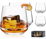 Potdoctor Whiskey Glasses Set of 4,13.5 Oz Crystal Old Fashioned Rocks Glasses for Bourbon Scotch Cocktails Drink Rum Cognac Vodka Liquor -Unique Gifts for Men,