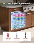 VEVOR 24-Inch Indoor/Outdoor Beverage Refrigerator, 150 QT Freestanding or Undercounter Beverage Fridge, 180 Cans Built-in Beer Fridge with Stainless Steel Body for Residential Home Bar Commercial Use