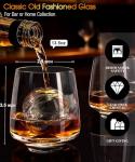 Potdoctor Whiskey Glasses Set of 4,13.5 Oz Crystal Old Fashioned Rocks Glasses for Bourbon Scotch Cocktails Drink Rum Cognac Vodka Liquor -Unique Gifts for Men,