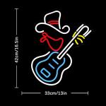 LULANMP Cowboy Hat Neon Sign for Wall Decor Guitar Neon Light Beer Bar Sign Music Neon Signs LED Sign Neon Lights for Wall Art LED Neon for Home Bar Pub Shop Party Bar Led Sign(16.5"*12.9")