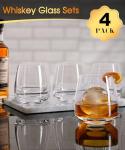 Potdoctor Whiskey Glasses Set of 4,13.5 Oz Crystal Old Fashioned Rocks Glasses for Bourbon Scotch Cocktails Drink Rum Cognac Vodka Liquor -Unique Gifts for Men,