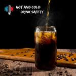 SENTVEND 16 Oz Drinking Glasses with Bamboo Lids and Glass Straw - 8 Pcs Glass Cups Beer Ice Coffee Glasses Cute Aesthetic Cup Great for Coffee Bar Accessories Include 2 Cleaning Brushes