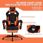 WOTSTA Gaming Chair with Massage,Ergonomic PC Gaming Chair with Footrest Comfortable Headrest and Lumbar Support,High Back Game Chair PVC Leather,300LBS (Black&Orange)