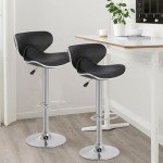 Adjustable Bar Stools Set of 2 in Leather
