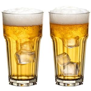Komost 22oz Plastic Beer Mugs Set of 2, Reusable Water Drinking Glasses for Party Bar Home Hotel, Perfect for Beer Cocktail Juice Beverages