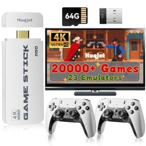 2026 NEW Upgrade Retro Gaming Console Pro, Vide Game Consoles with 4K HDMI, Built-in 20000+ Games & 23 Emulators, Plug and Play Video Gaming Consoles with Upgrade Dual 2.4G Wireless Controllers (64G)