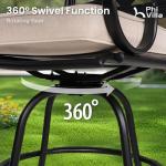 PHI VILLA 5 Piece Patio Bar Set,Outdoor Bar Table and Chairs Set, Strong and Heavy Duty Outdoor Bar Set with Cushion and Pillow，4PC Swivel Bar Stools with Rectangular Bar Height Table