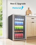 EUHOMY Mini Fridge 130 Can Beverage Refrigerator Cooler Glass Door for Soda Wine Beer, Beverage Cooler for Home, Bar, Office with Digital Temperature Control Adjustable Shelves, 3.2 Cu.Ft, Silver
