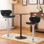 Adjustable Bar Stools Set of 2 in Leather