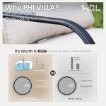 PHI VILLA 5 Piece Patio Bar Set,Outdoor Bar Table and Chairs Set, Strong and Heavy Duty Outdoor Bar Set with Cushion and Pillow，4PC Swivel Bar Stools with Rectangular Bar Height Table