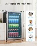 EUHOMY Mini Fridge 130 Can Beverage Refrigerator Cooler Glass Door for Soda Wine Beer, Beverage Cooler for Home, Bar, Office with Digital Temperature Control Adjustable Shelves, 3.2 Cu.Ft, Silver