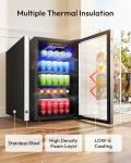 EUHOMY Mini Fridge 130 Can Beverage Refrigerator Cooler Glass Door for Soda Wine Beer, Beverage Cooler for Home, Bar, Office with Digital Temperature Control Adjustable Shelves, 3.2 Cu.Ft, Silver