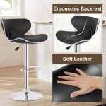 Adjustable Bar Stools Set of 2 in Leather