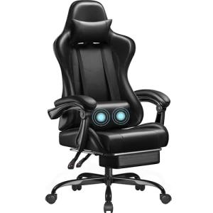 Homall Gaming Chair, Video Game Chair with Footrest and Massage Lumbar Support, Ergonomic Computer Chair Height Adjustable with Swivel Seat and Headrest (Dark Black)