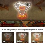 ADS JIE Western Decor Cowboy Neon Sign - 9 Brightness Adjustments Usb Powered, Cow Skull Light, Sign Beer, Bar Club Bull Led Wall Decor