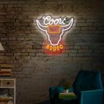 ADS JIE Western Decor Cowboy Neon Sign - 9 Brightness Adjustments Usb Powered, Cow Skull Light, Sign Beer, Bar Club Bull Led Wall Decor