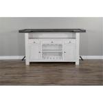 Pemberly Row 78" Farmhouse Wood Bar Unit with Foot Rail, Adjustable Shelves, Removable Wine Rack, Stemware Storage, in Espresso Finish