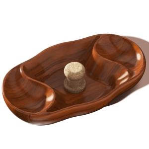 Walnut Wooden Cigar & Tobacco Pipe Ashtray with Cork Knocker – Dual Rest Smoking Pipe Ashtray for Smokers Indoor Outdoor – Handcrafted Rustic Wood Ash Tray Gift for Men