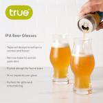 True IPA Beer Glasses, Clear Pint Glasses for IPAs, Pilsners, Pale Ales, Stouts, Game Night, Beer Gifts for Men, BBQ Outdoor Party, Holiday, Stylish Home Bar Glassware, 16 oz, Set of 4