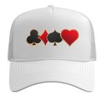 Elegant Poker Suits Design Trucker Hat with Adjustable Mesh Back, White