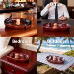 Walnut Wooden Cigar & Tobacco Pipe Ashtray with Cork Knocker – Dual Rest Smoking Pipe Ashtray for Smokers Indoor Outdoor – Handcrafted Rustic Wood Ash Tray Gift for Men