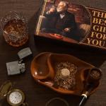 Walnut Wooden Cigar & Tobacco Pipe Ashtray with Cork Knocker – Dual Rest Smoking Pipe Ashtray for Smokers Indoor Outdoor – Handcrafted Rustic Wood Ash Tray Gift for Men