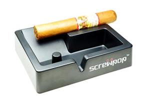 Screwpop 3Way Cigar Ashtray, Cigarillos and Pipes Built from Ultra-Strong Industrial Grade Black Melamine