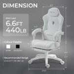 Dowinx Big and Tall Gaming Chair, Suede Fabric Game Chair with Pocket Spring Cushion, High Back Gamer Chair Ergonomic with Footrest for Adults Office, 440LBS, White