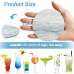 Acejoz Drink Coasters with Holder for Coffee Table, Absorbent Coasters Set of 6, Marble Style Ceramic Coaster for Wooden Table, Suitable for Kinds of Cups, Home Decor, 4 Inches(Blue)
