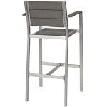 Modway Shore 5-Piece Aluminum Outdoor Patio Pub Bistro Set with Bar Stools in Silver Gray