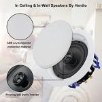 Herdio 5.25 Inch Bluetooth Ceiling Speakers Max Power 600W 2-Way Flush Mount Plus Wall Mount Amplifier Receiver Suitable for Home Theater Bathroom Living Room Kitchen Office(4 Speakers)