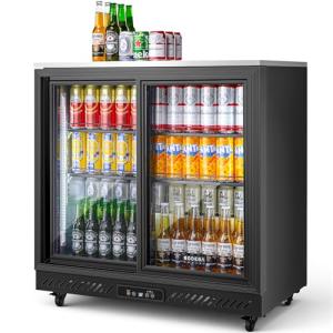 BODEGACOOLER Back Bar Cooler,7.7 Cu.ft Commercial Beverage Refrigerator with 2 Sliding Glass Doors, Stainless Top,Beverage Fridge Perfect for Beer,Wine,Soda,DOE Approved