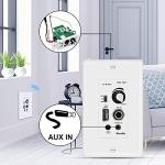 Herdio 5.25 Inch Bluetooth Ceiling Speakers Max Power 600W 2-Way Flush Mount Plus Wall Mount Amplifier Receiver Suitable for Home Theater Bathroom Living Room Kitchen Office(4 Speakers)