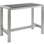 Modway Shore 5-Piece Aluminum Outdoor Patio Pub Bistro Set with Bar Stools in Silver Gray