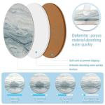 Acejoz Drink Coasters with Holder for Coffee Table, Absorbent Coasters Set of 6, Marble Style Ceramic Coaster for Wooden Table, Suitable for Kinds of Cups, Home Decor, 4 Inches(Blue)
