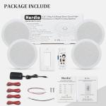 Herdio 5.25 Inch Bluetooth Ceiling Speakers Max Power 600W 2-Way Flush Mount Plus Wall Mount Amplifier Receiver Suitable for Home Theater Bathroom Living Room Kitchen Office(4 Speakers)