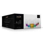 JoyJolt Hue Colorful Whiskey Set of 6, 10oz Drink Glasses, Double Old Fashioned Glass, Modern Whiskey Glass Set for Bar, Low Ball Cocktail Tumbler Glasses