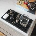 MARELUNNA Rubber Bar Mat – Non-Slip Spill & Drip Mat for Bartending, Coffee Bar & Kitchen Countertop, Thick Durable Counter Protector & Stylish Drying Mat (Total Black, 2 Pack 12"x6")