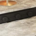 ROMSHINE 94.5" Large Bar Table Kitchen Station, Home Bar Unit with 3 Charging Socket, 4 Drawers & 2-Tier Shelf, Bar Cabinets Reception Desk for Home Pub Kitchen Storage, Black & Marble Pattern