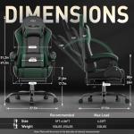 HLDIRECT Gaming Chair, Ergonomic Video Game Seat with 360° Swivel & Lumbar Massage, Computer Chair PU Leather Cushion for Adults Home/Office Use (Black & Green)