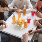 Hoewina 6Pcs Drink Coasters with Holder, Marble Style Ceramic Drink Coaster, Absorbent Coasters Set Suitable for Kinds of Cups, Modern Style Coasters for Coffee Table, 4 Inches（Blue Marble Style）