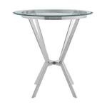 Armen Living Naomi Round Glass and Brushed Stainless Steel Bar Table