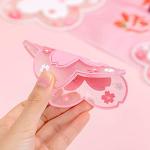 Sakura Coffee Cup Mat Kawaii Coaster 2PCS Cute Cherry Blossom PVC Home Tea Mug Pink Flower Pattern Anti-Skid Pot Bowl Pad Placemat for Desk Drink Table Decor Kawaii Accessories (Small)